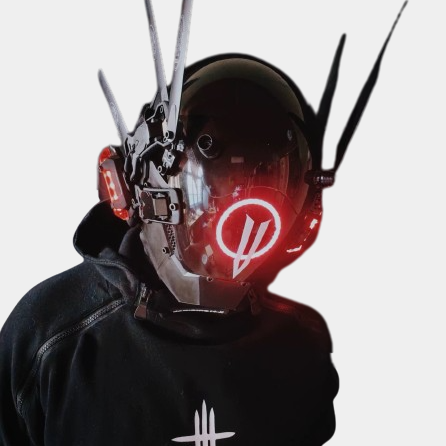 Red Cyberpunk Futuristic Helmet-Bestseler-URBANLAZYMAN