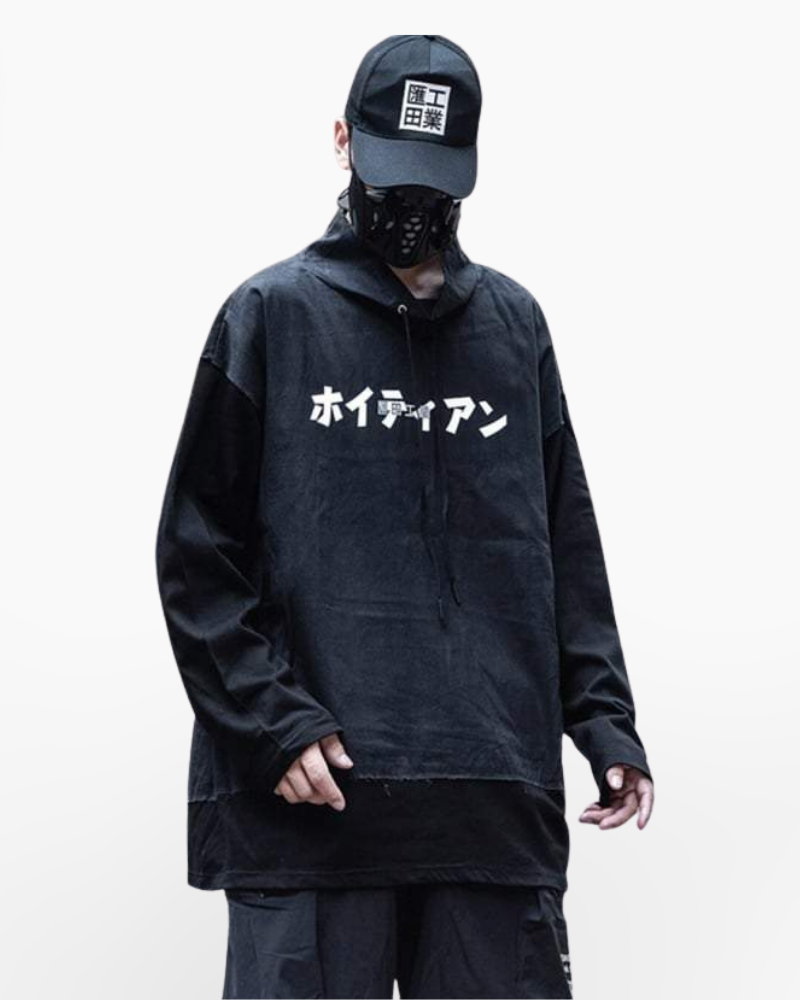 Techwear Black Japanese Hoodie-Bestseler-URBANLAZYMAN