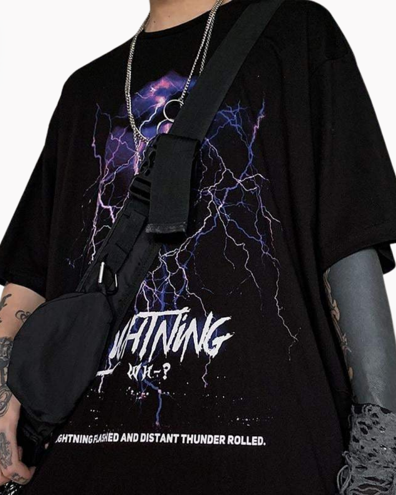 Techwear Black Lightning Shirt-Bestseler-URBANLAZYMAN