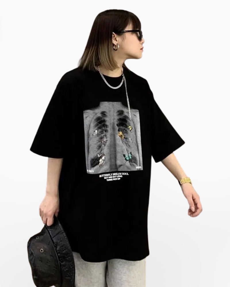 Techwear Butterfly Skull Shirt-Bestseler-URBANLAZYMAN