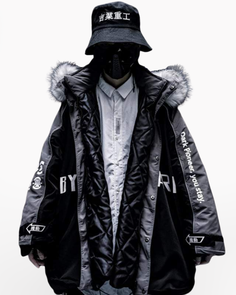 Techwear Cargo Jacket with Fur Hood-Bestseler-URBANLAZYMAN