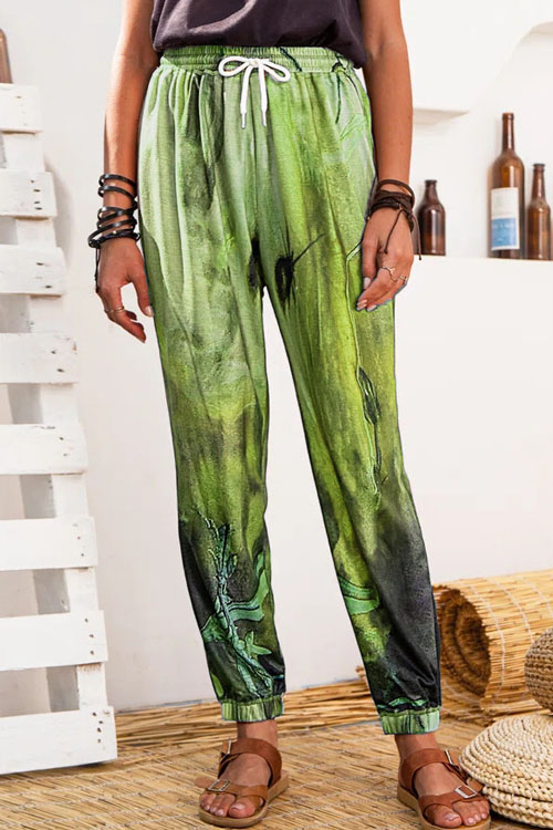 Kathiadress Retro graffiti printed casual pants
