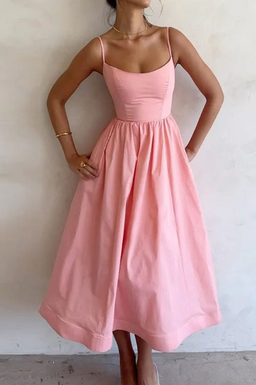 Kathiadress pleated  big swing  suspender dress