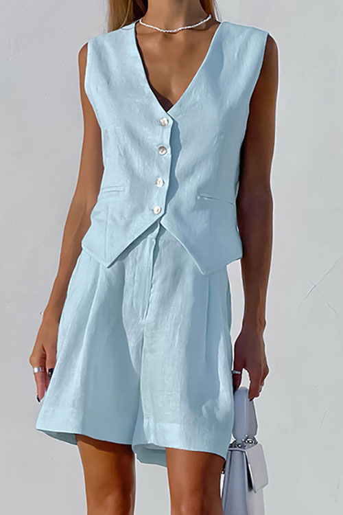 Kathiadress Cotton linen commuting simple suit and vest set