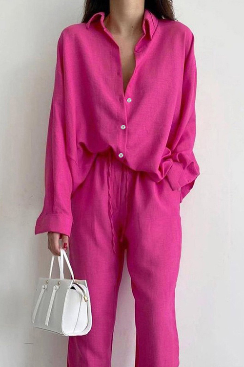 Kathiadress Commuter Crumpled Loose Shirt Stylish Casual Suit