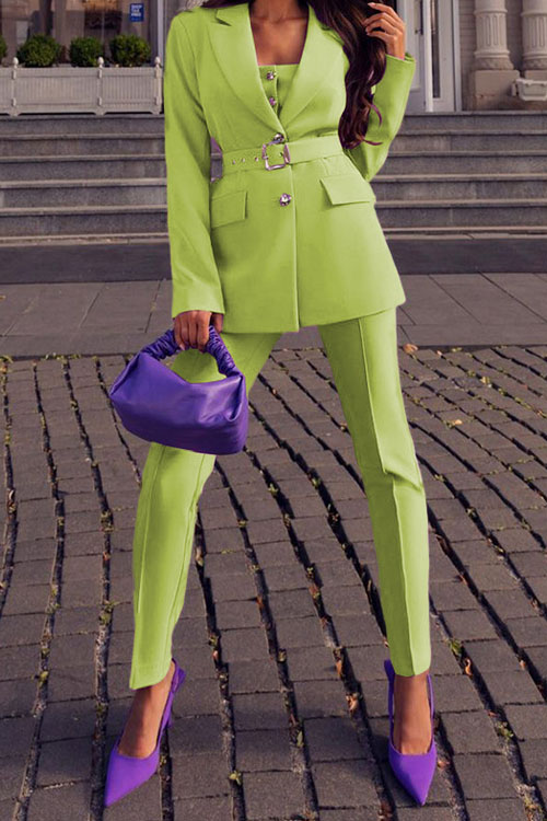 Fashion Style Long Sleeve Suit Jumpsuit Set 2 Pieces