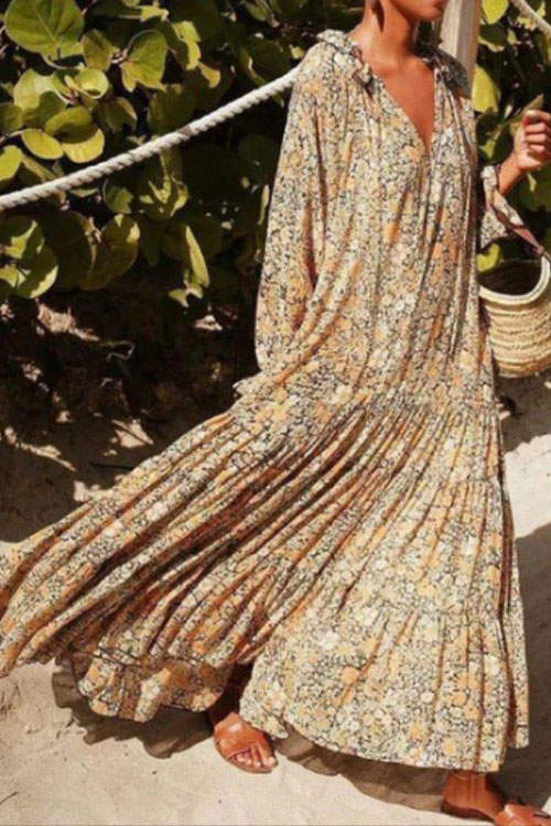 Small floral bohemian long beach dress