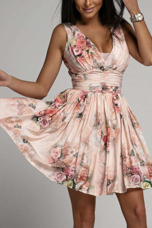 Secret Garden V-Neck Sleeveless Mini Dress