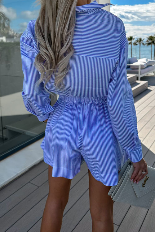 Fashion striped shirt and shorts set