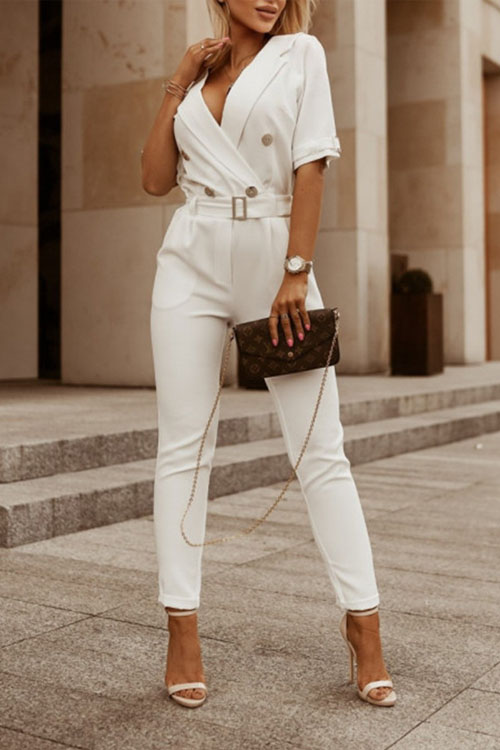 Kathiadress Suit collar high waistband jumpsuit