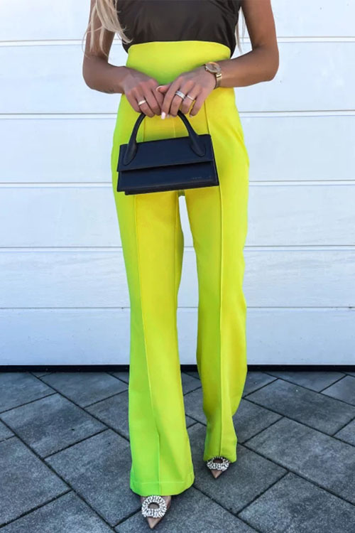 Kathiadress High waisted solid color slim flared pants