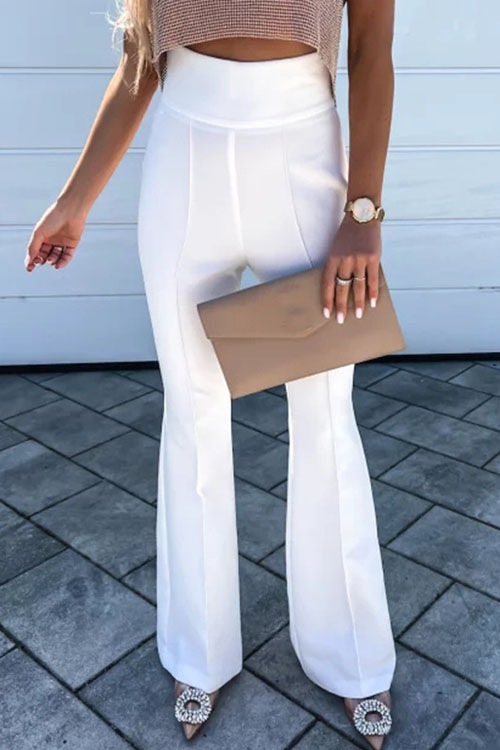 Kathiadress High waisted solid color slim flared pants