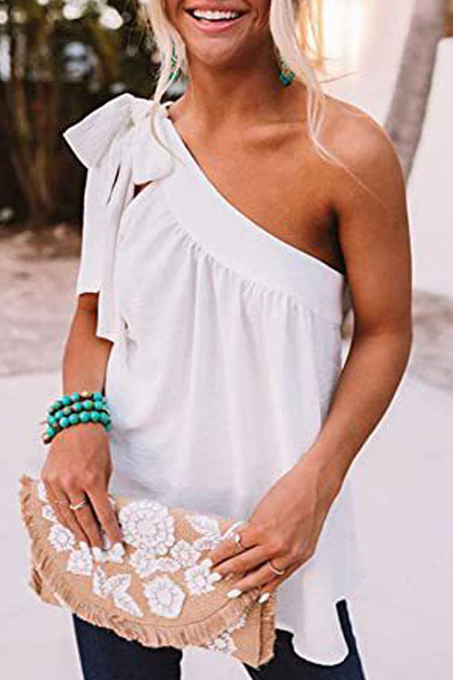 Asymmetric One Shoulder  Off Shoulder Tank Top  