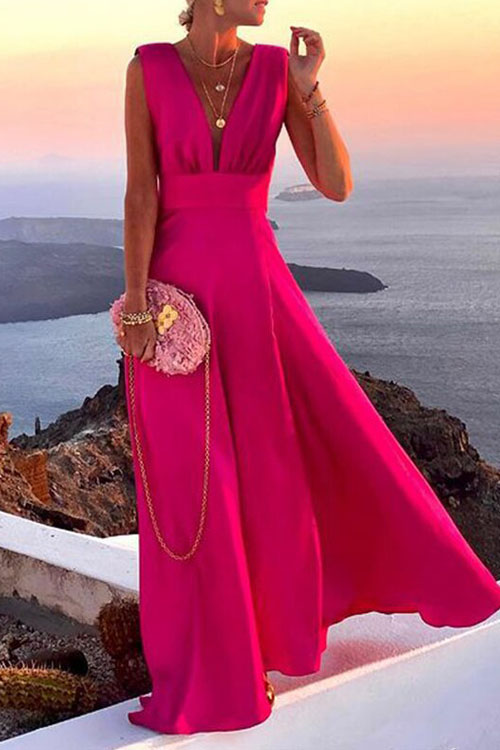 kathiadress Sea Solid Color Fashion Mid Waist Fragrant French Dress