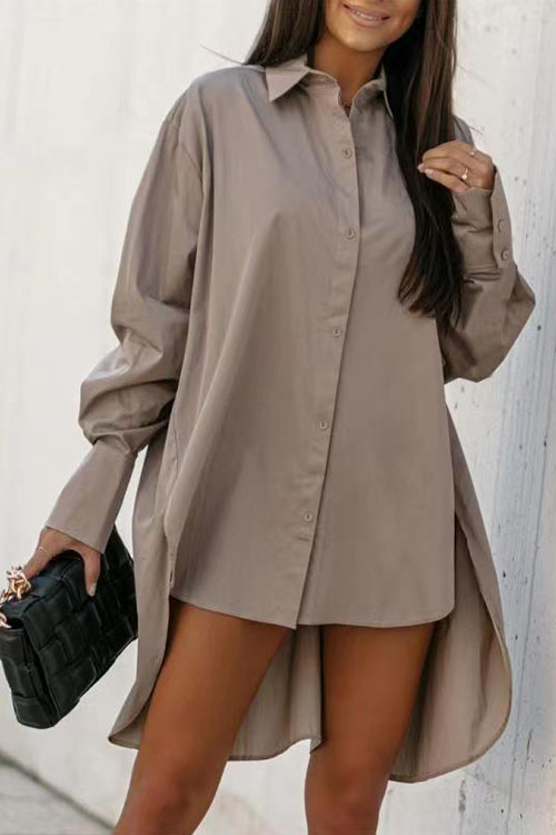 Casual lapel Irregular shirt dress