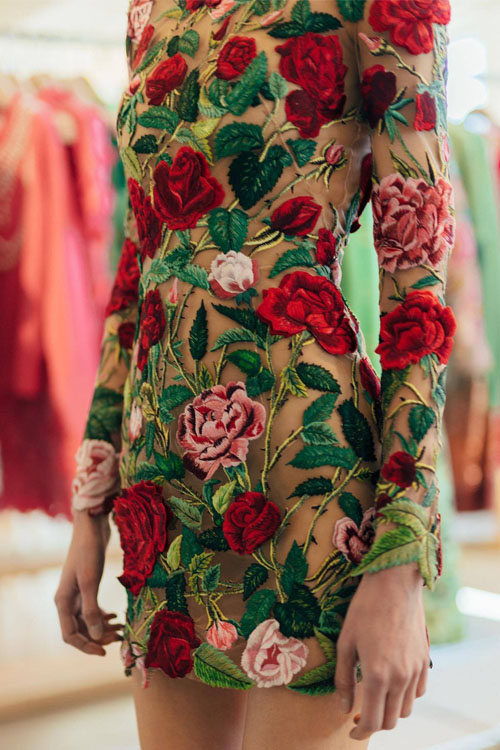 Fashionable Half High Neck Lace Embroidered Dress