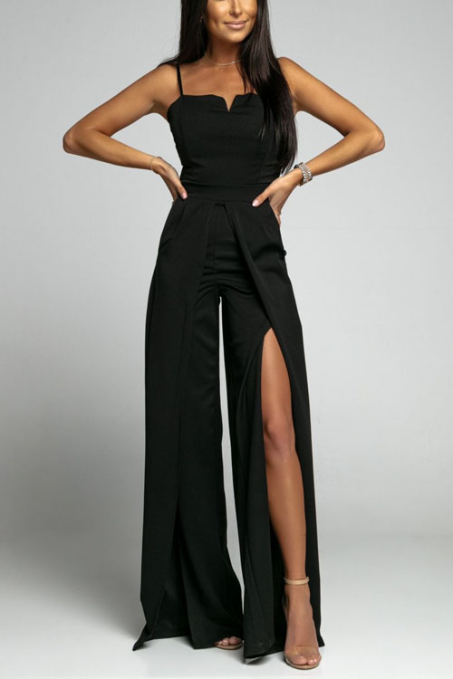 Sling waist straight tube minimalist jumpsuit