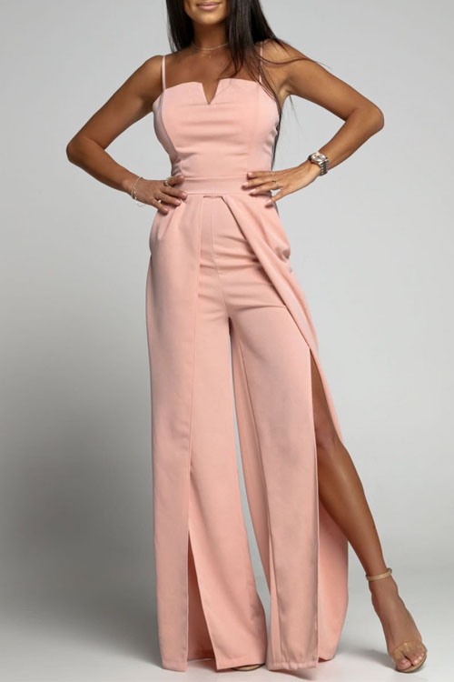 Sling waist straight tube minimalist jumpsuit