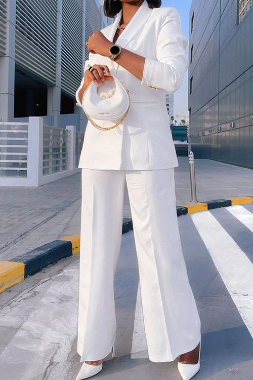 kathiadres Temperament casual suit wide leg pants suit two-piece set