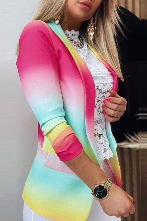 Kathiadres Gradient Color Professional Slim Fit Coat