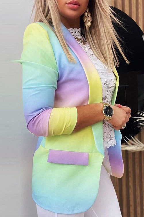 Kathiadres Gradient Color Professional Slim Fit Coat