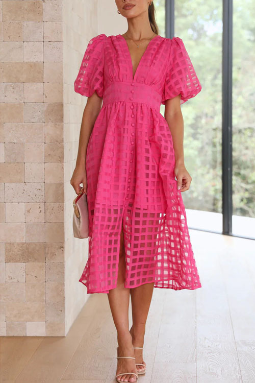 Fashion Multicolor Lantern Sleeve Party Dress
