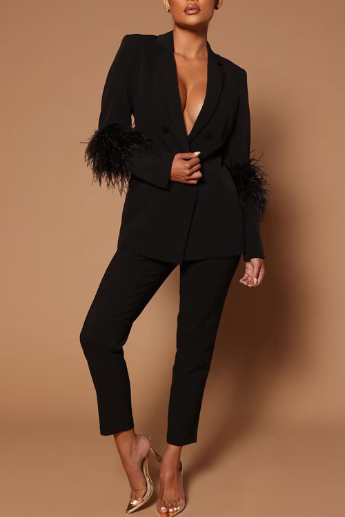 Kathiadress Wind Feather Straight coat suit two-piece