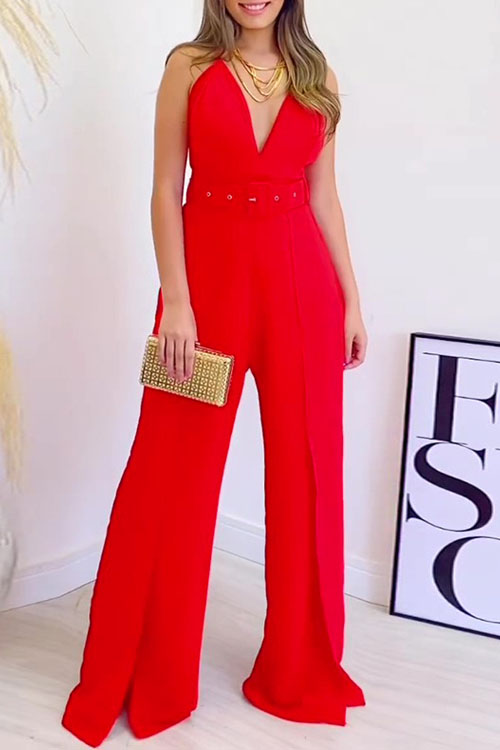 Kathiadress High waisted open leg pants with wide legs  jumpsuit