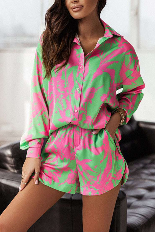 Kathiadress Casual loose fitting shirt shorts two-piece set