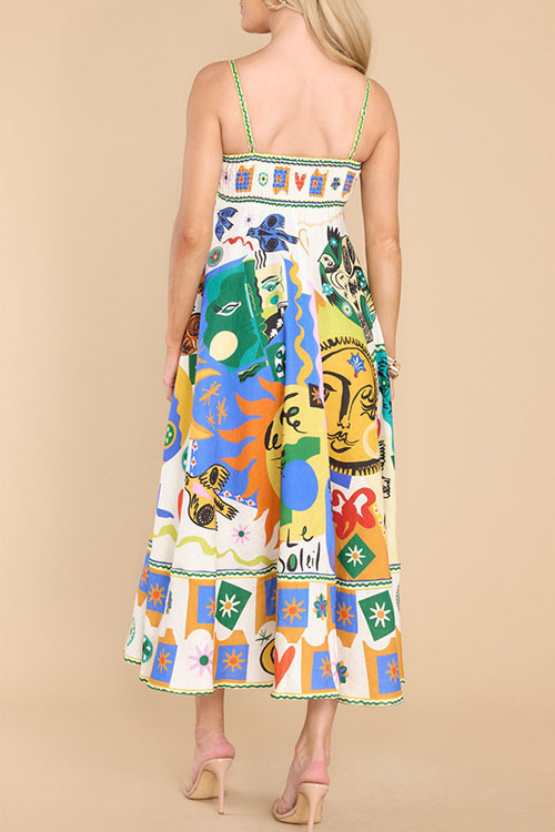 Kathiadress  Graffiti print sleeveless swing dress