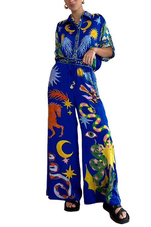 Kathiadress Southeast Asian style fashion printing casual suit two pieces