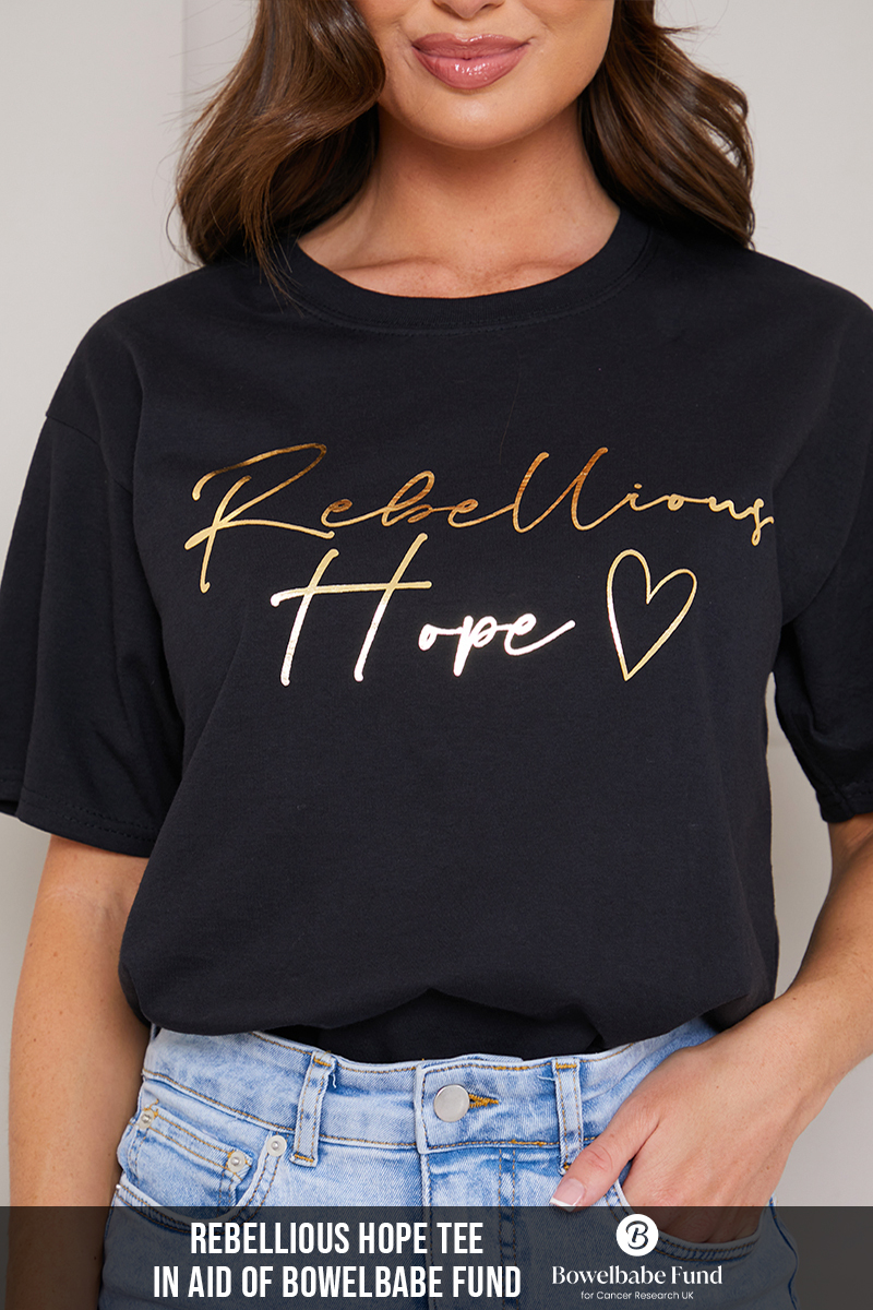 Rebellious Hope Love Heart Metallic Slogan T-Shirt