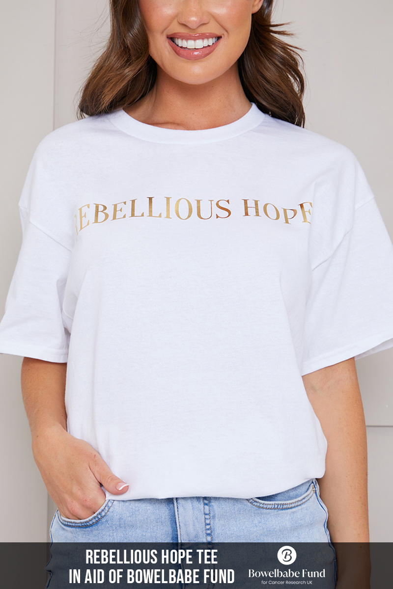 Rebellious Hope Metallic Slogan T-Shirt