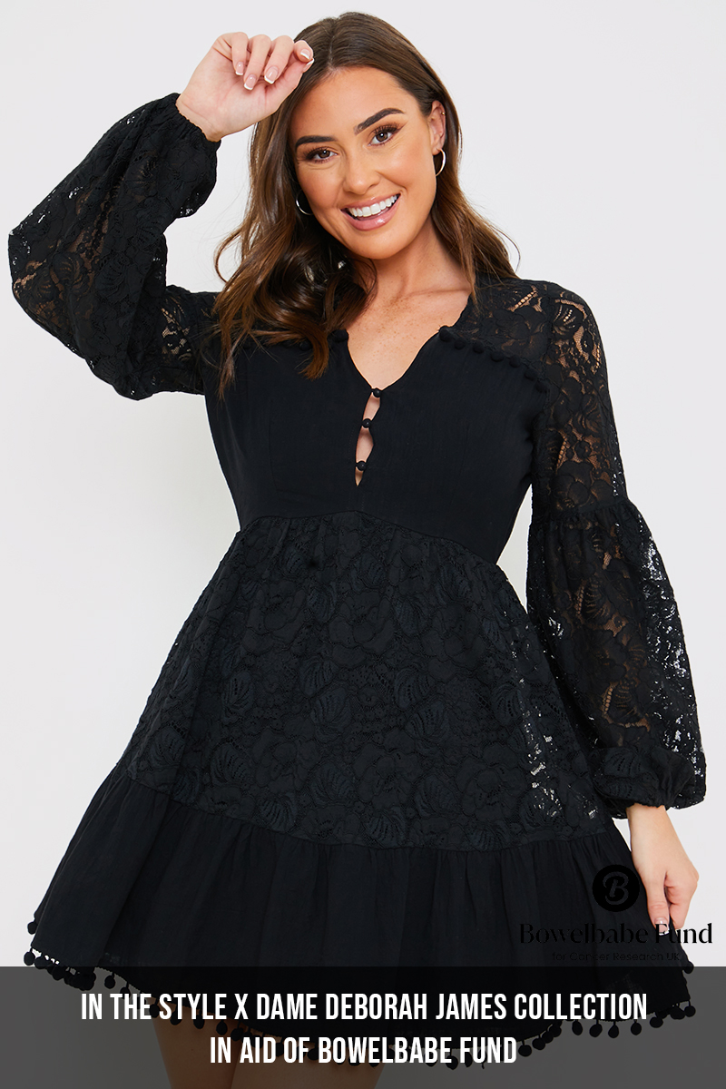 Long black shop dress bell sleeves