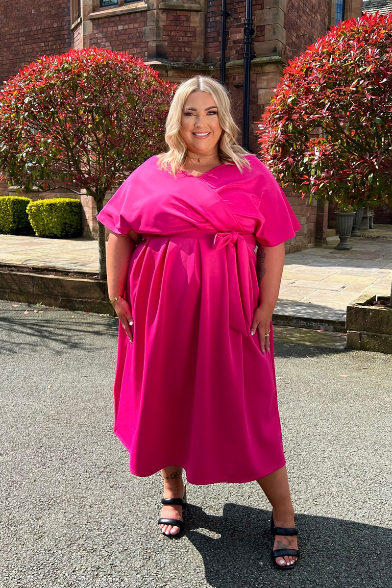 Hot pink online plus size dress