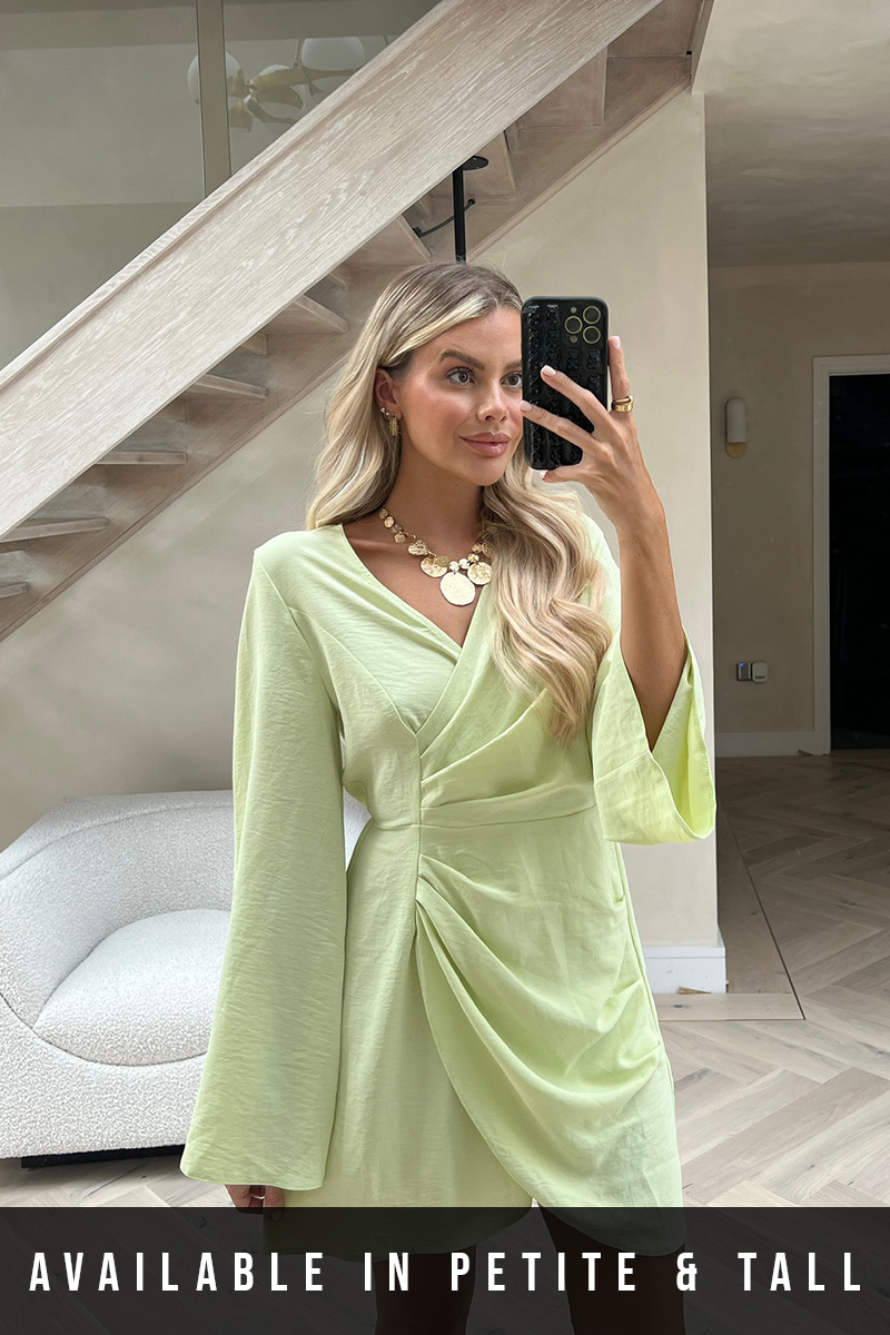 Lime green wrap clearance dress