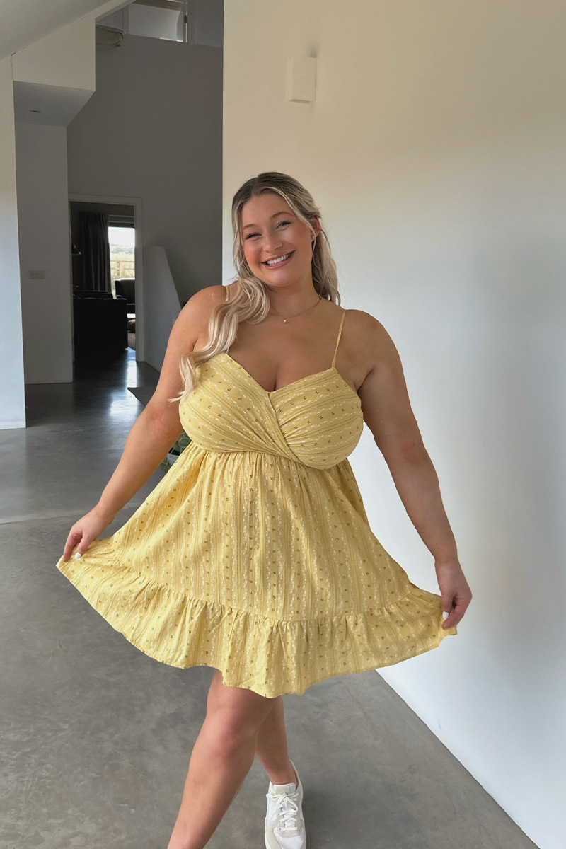 Yellow summer dress plus hot sale size