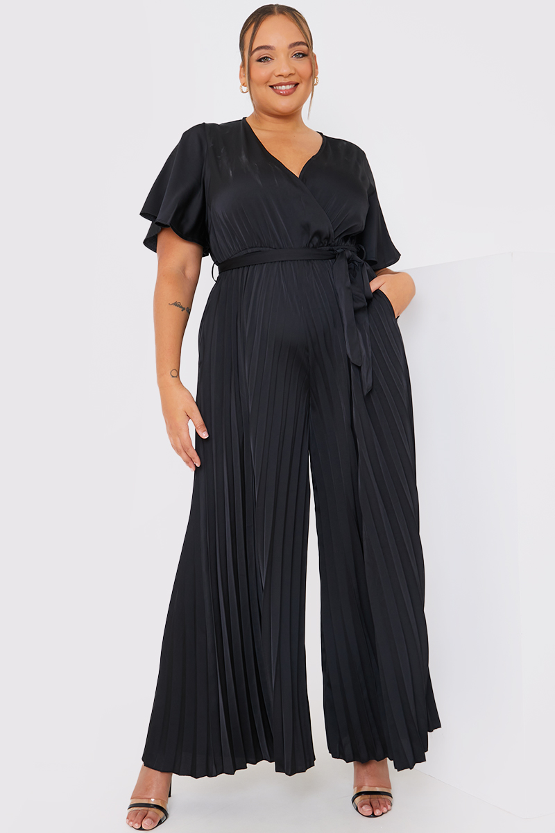 Black pleated jumpsuit online