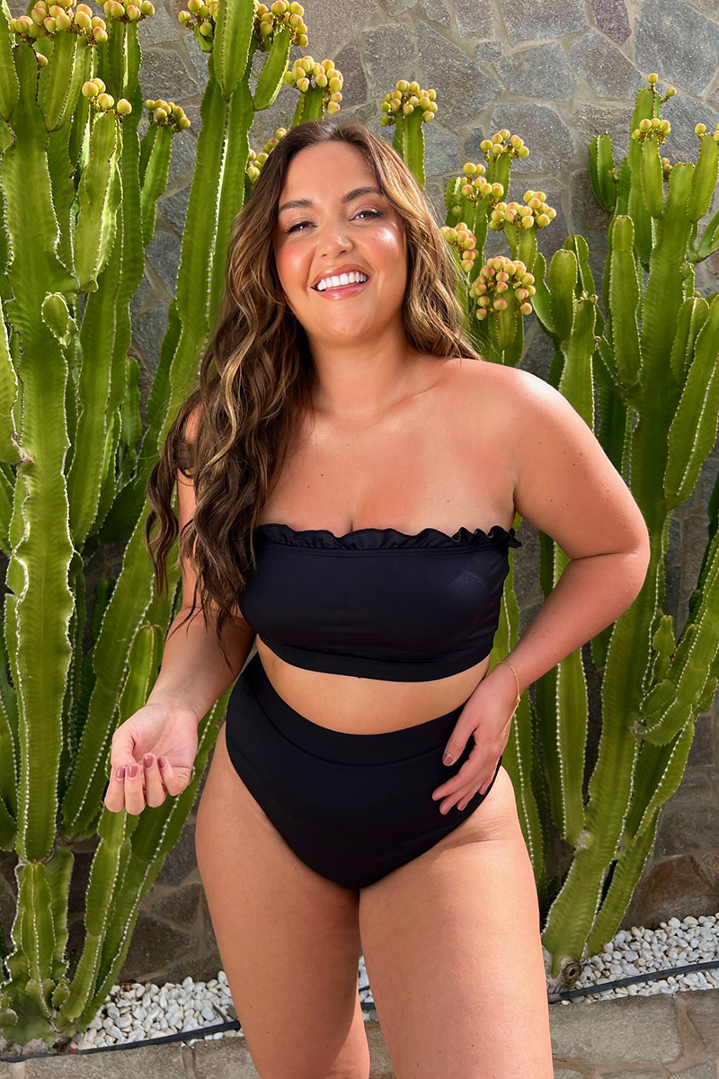 High rise black hot sale bathing suit bottom