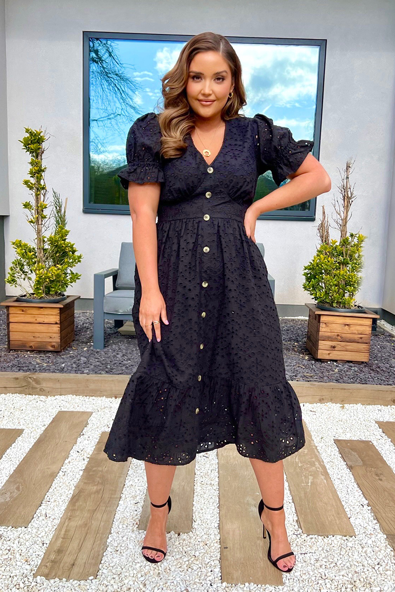 Button midi dress with hot sale sleeves