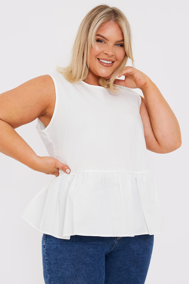 Plus size white peplum top online