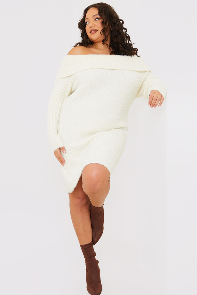 Plus size off outlet the shoulder jumper dress