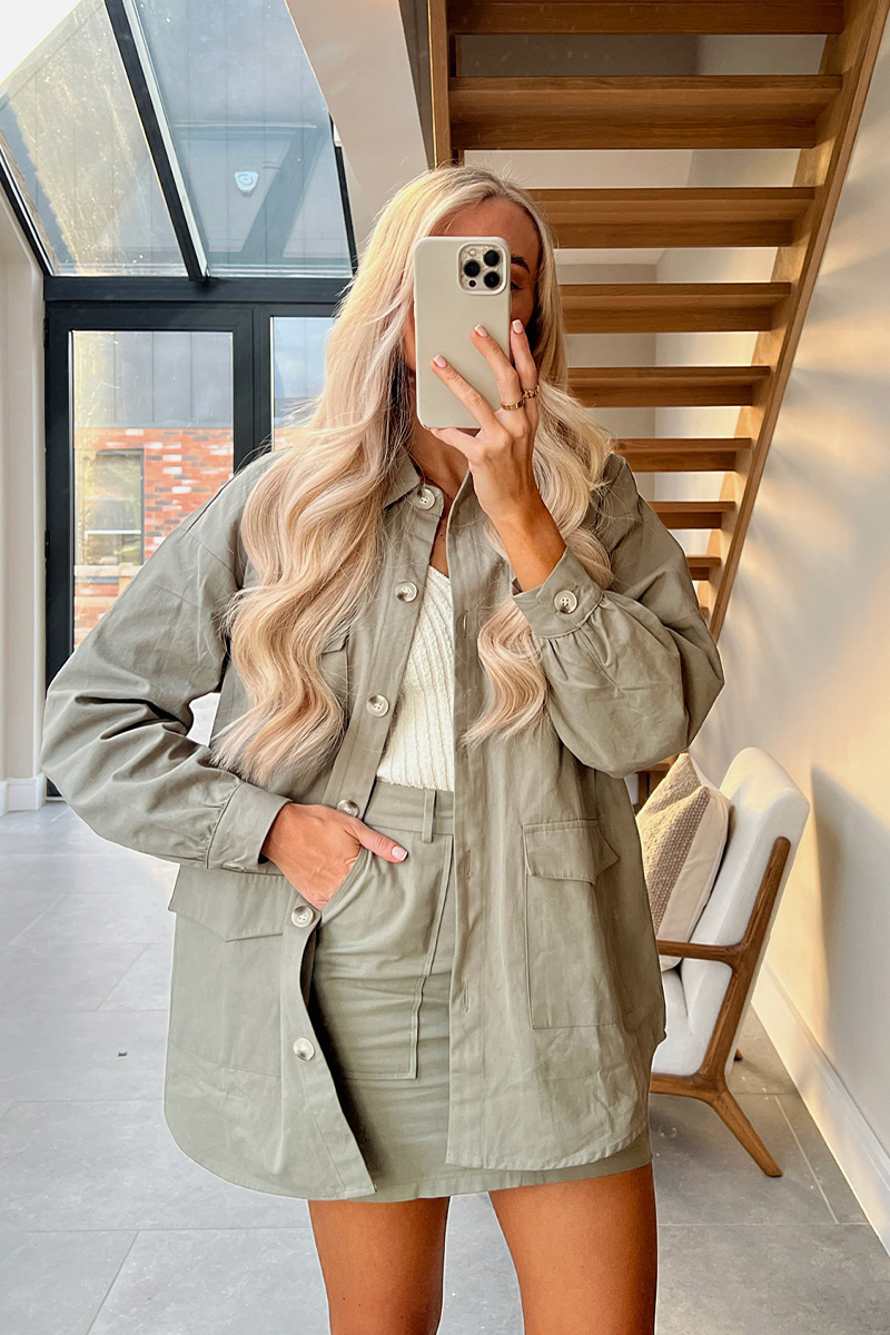 Khaki sales oversized coat