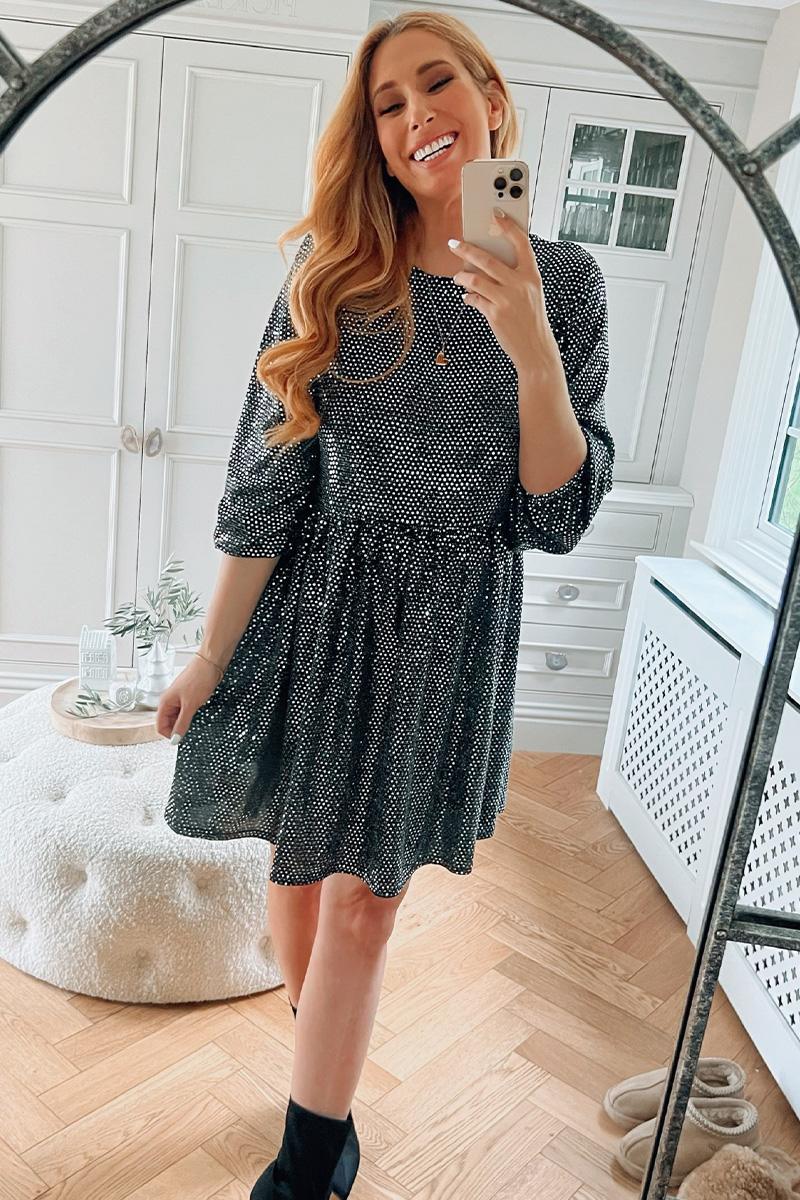 Glitter smock clearance dress