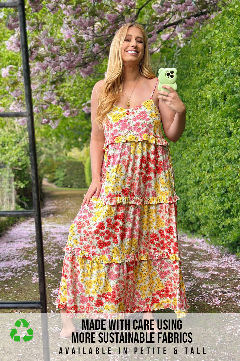 Sustainable Floral Frill Midaxi Dress