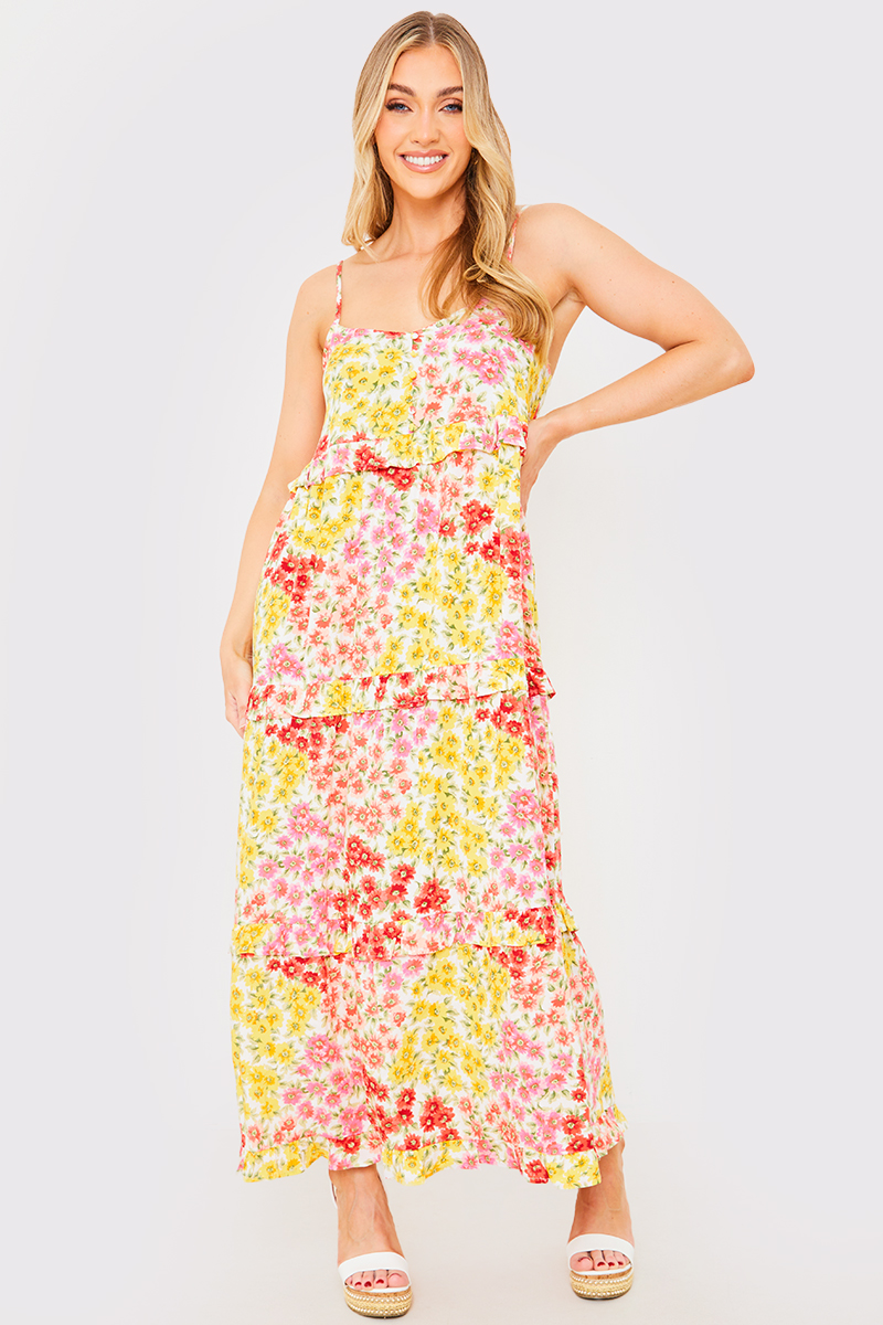 Sustainable Floral Frill Midaxi Dress