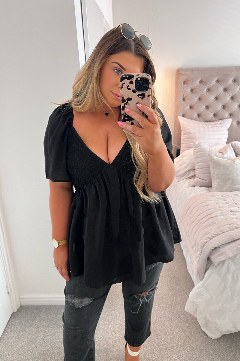 Black peplum sale top outfit