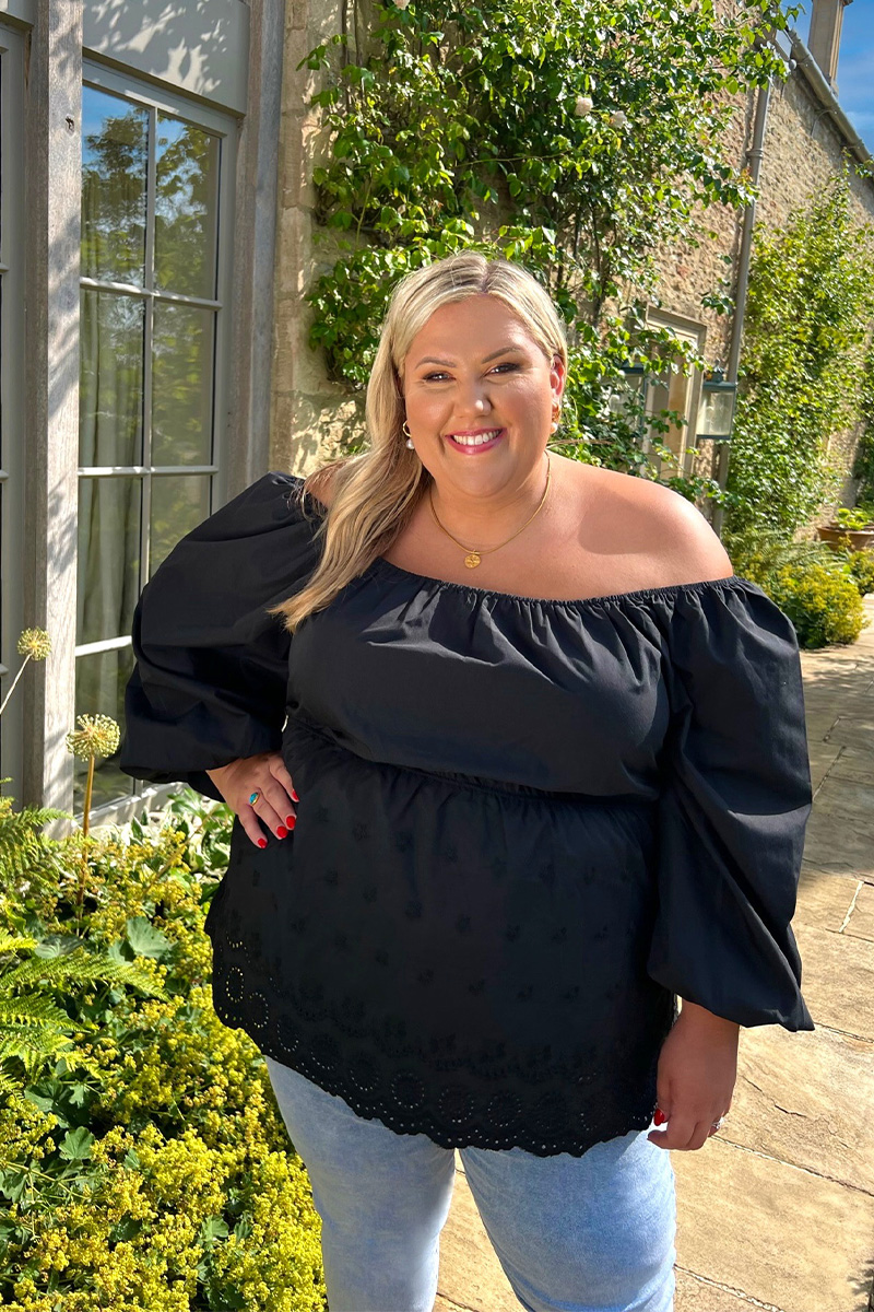 Plus size black bardot top online