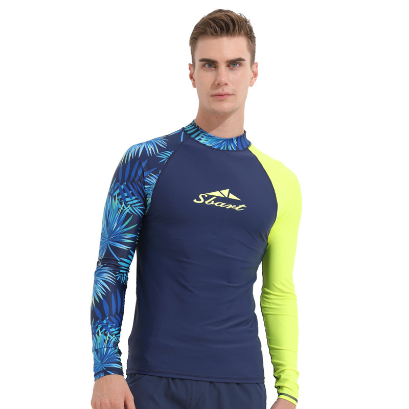 Sbart Men's Long Sleeve Rash Vest Sublimation Printed Rashie UPF50+ Rashguard Chlorine Resistant Surfing Rash Guard-SbartSbart