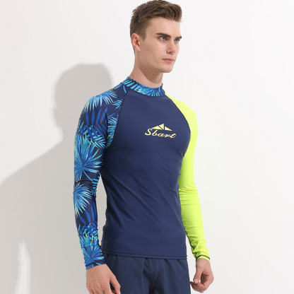Sbart Men's Long Sleeve Rash Vest Sublimation Printed Rashie UPF50+ Rashguard Chlorine Resistant Surfing Rash Guard-SbartSbart